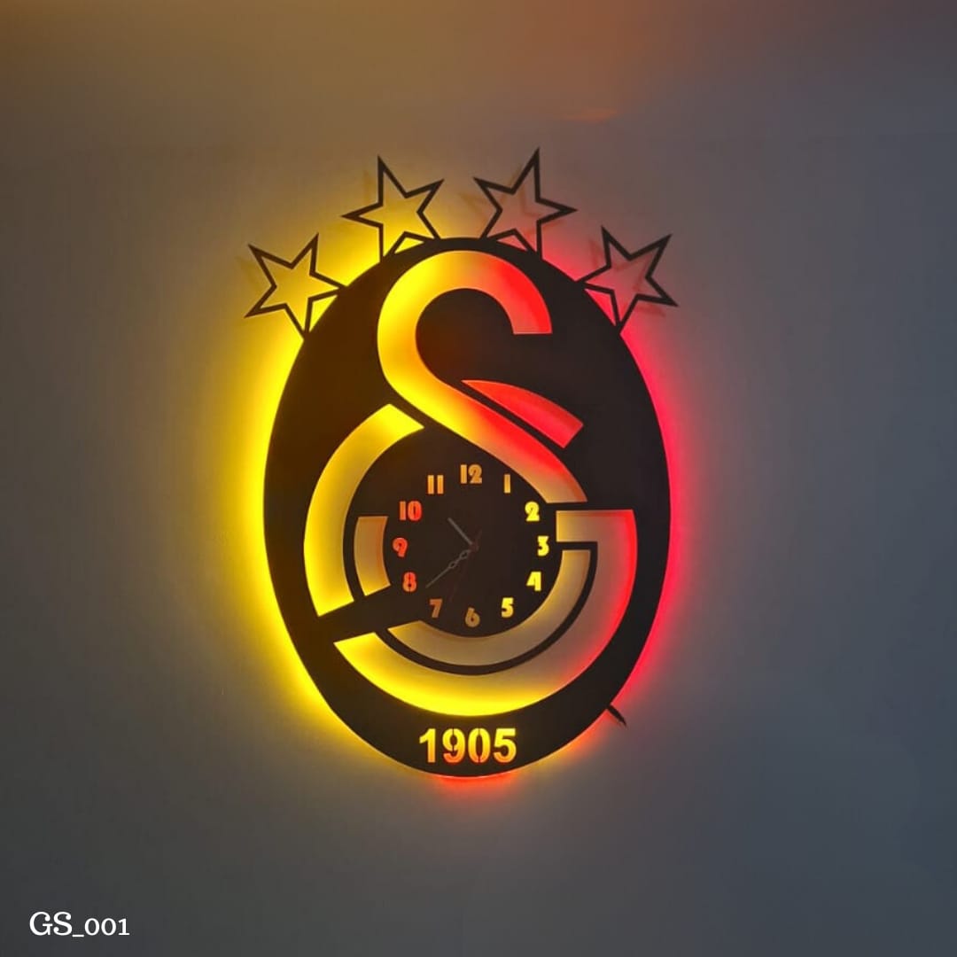 GALATASARAY TAKIM LOGOLU LEDLİ TABLO SAAT